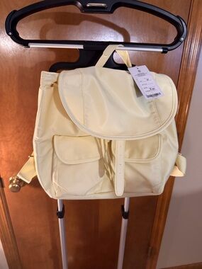 Women's Yellow Backpack Tote - Soft Yellow Casual Daypack